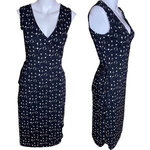 Kenneth Cole Black and White Geo Wrap Dress Size S